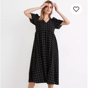 NWT Madewell Dobby Puff-Sleeve V-Neck Midi Dress Small